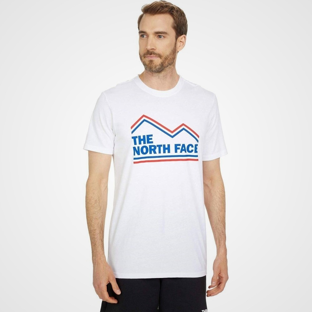 The North Face New USA T-Shirt Mens Graphic Logo‎ Mountain White XL ML056 FLAWS